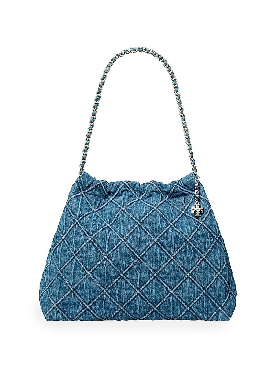 Women's Fleming Patterned Denim Hobo Bag - Blue