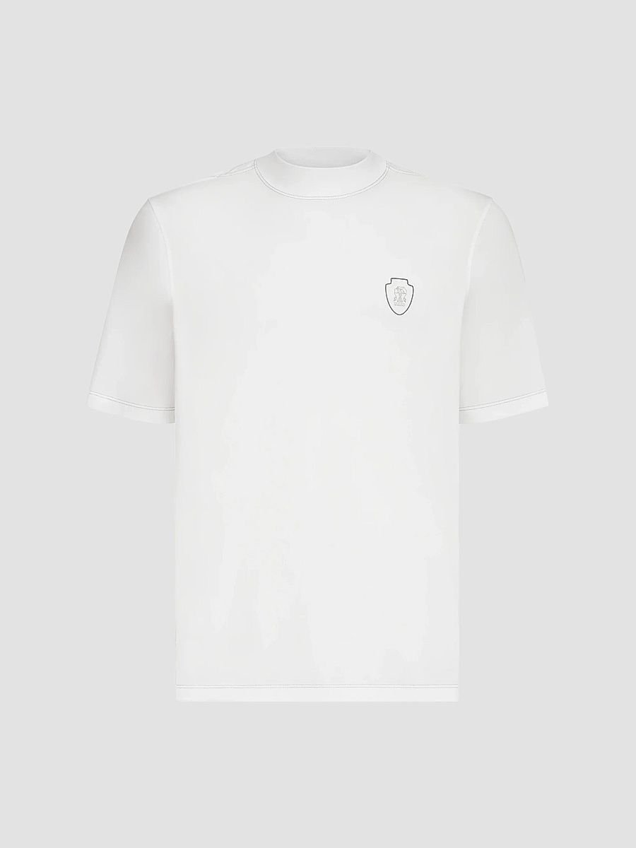 Men's Techno Piqué Mockneck T-Shirt with Logo - Grey - Size XXXL