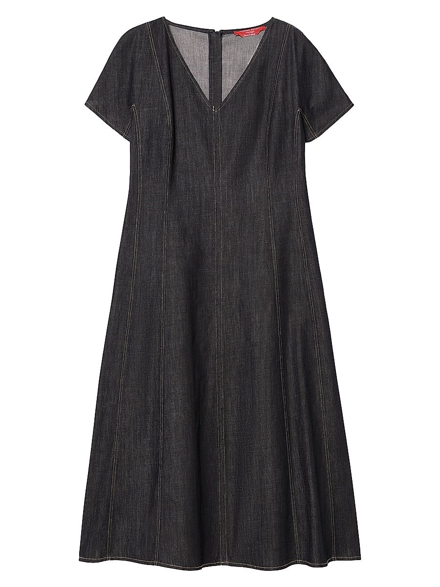 Women's Denim Look Cotton Dress - Navy - Size 16
