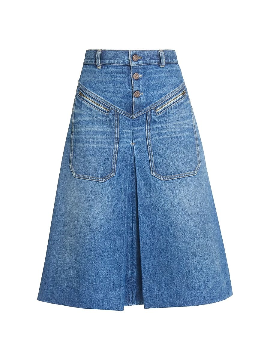 Women's Reverse Jean Denim Skirt - Hazy Blue - Size 6