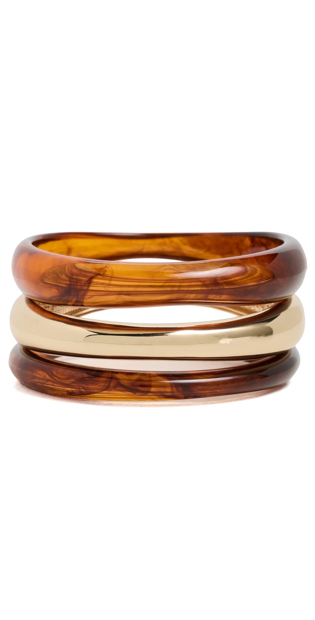 BaubleBar Raven Resin Bangle Set Gold One Size