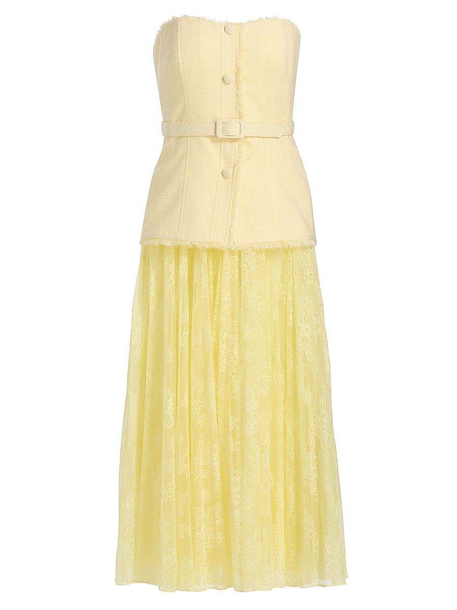 Women's Belted Drop Waist Cocktail Dress - Pale Yellow - Size 6