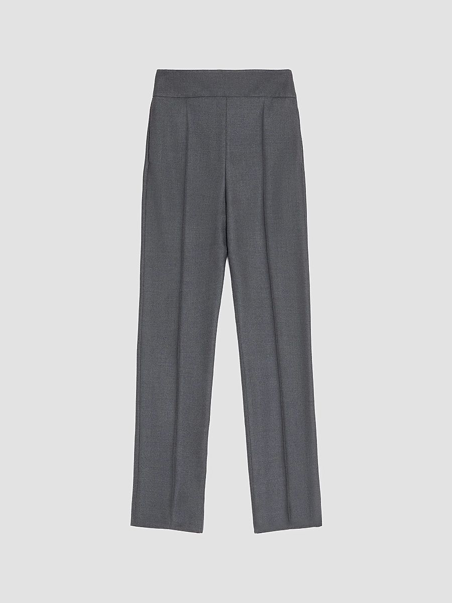 Women's Textured Silk Wool Pants - Dark Grey - Size 2