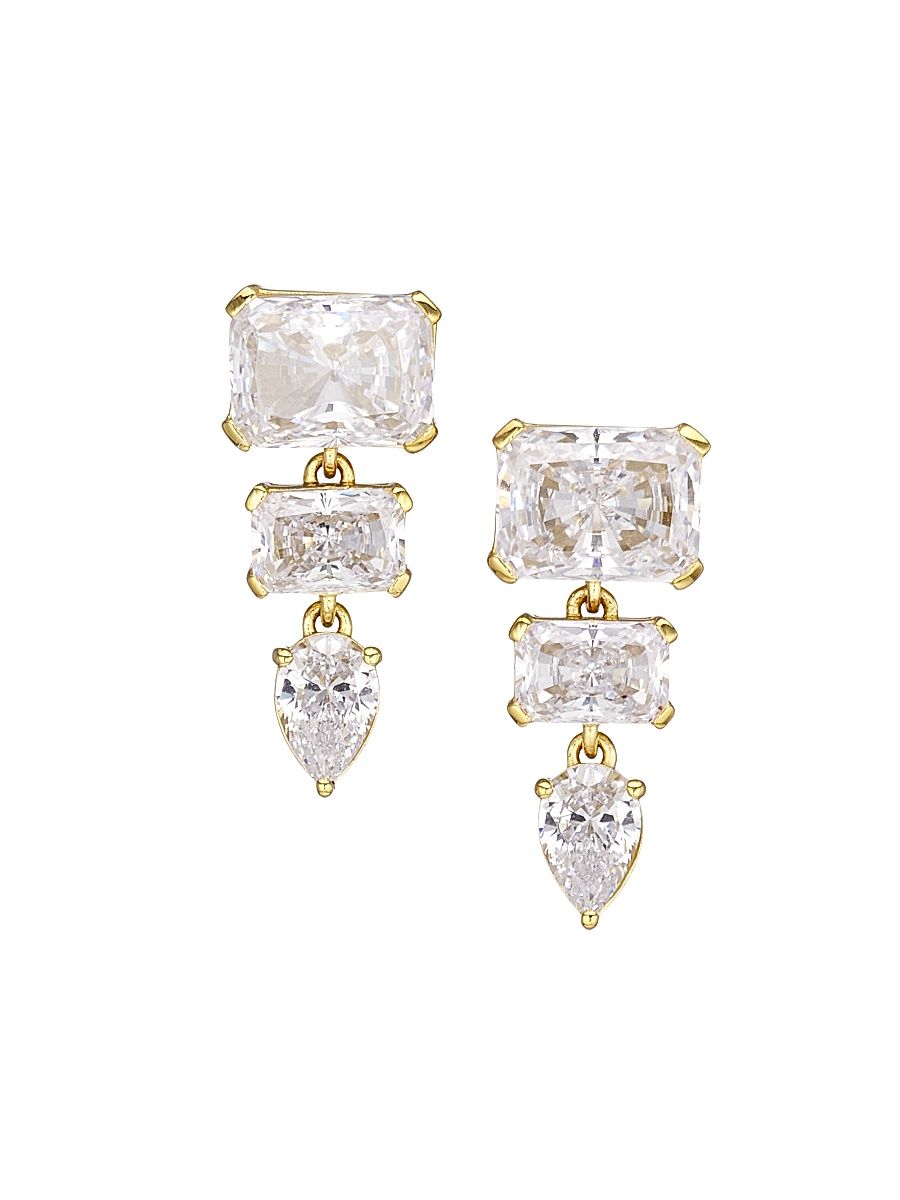 Women's Stunner 18K-Gold-Plated & Cubic Zirconia Tiered Drop Earrings - Gold