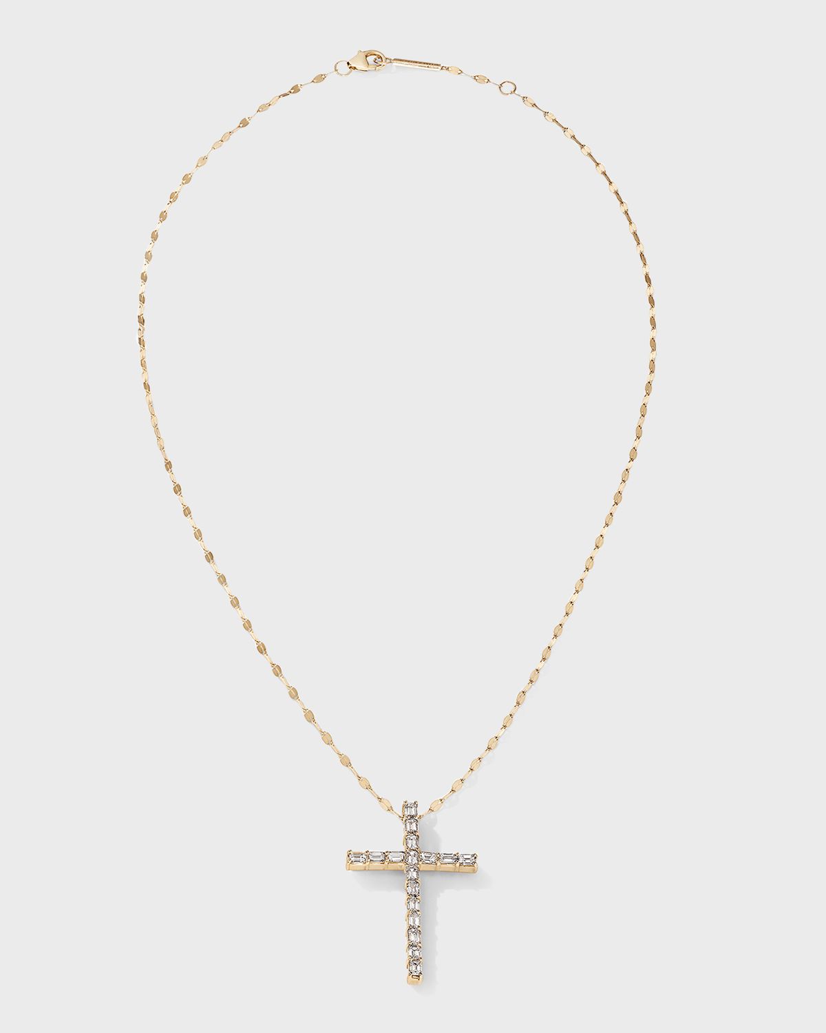 Emerald-Cut Diamond Cross Pendant Necklace