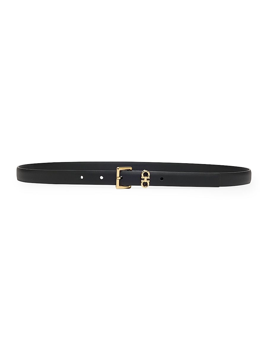 Women's Donna Calfskin Mini Gancini Belt - Nero - Size Large