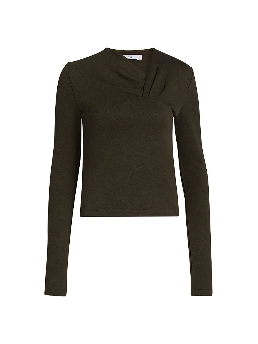 Women's Mala Asymmetrical Top - Military Khaki - Size XS