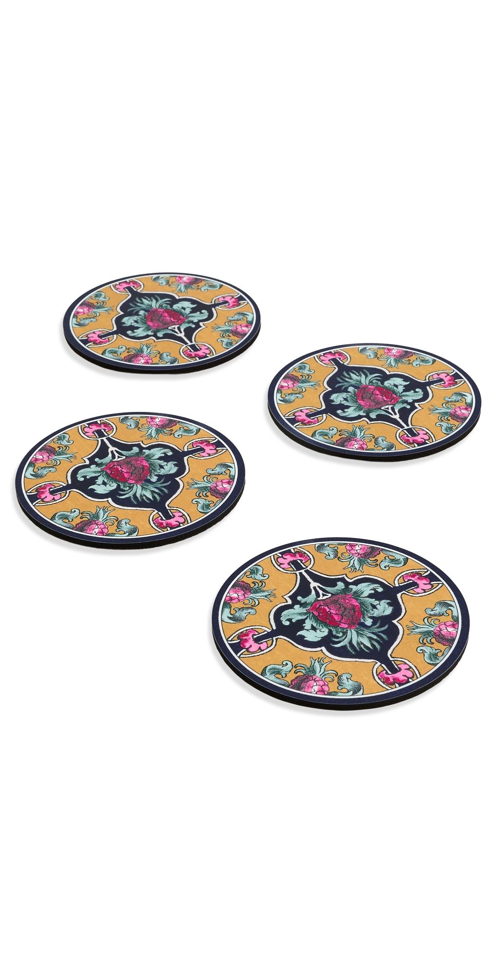 La DoubleJ Set of 4 Disk Coasters Ananas One Size