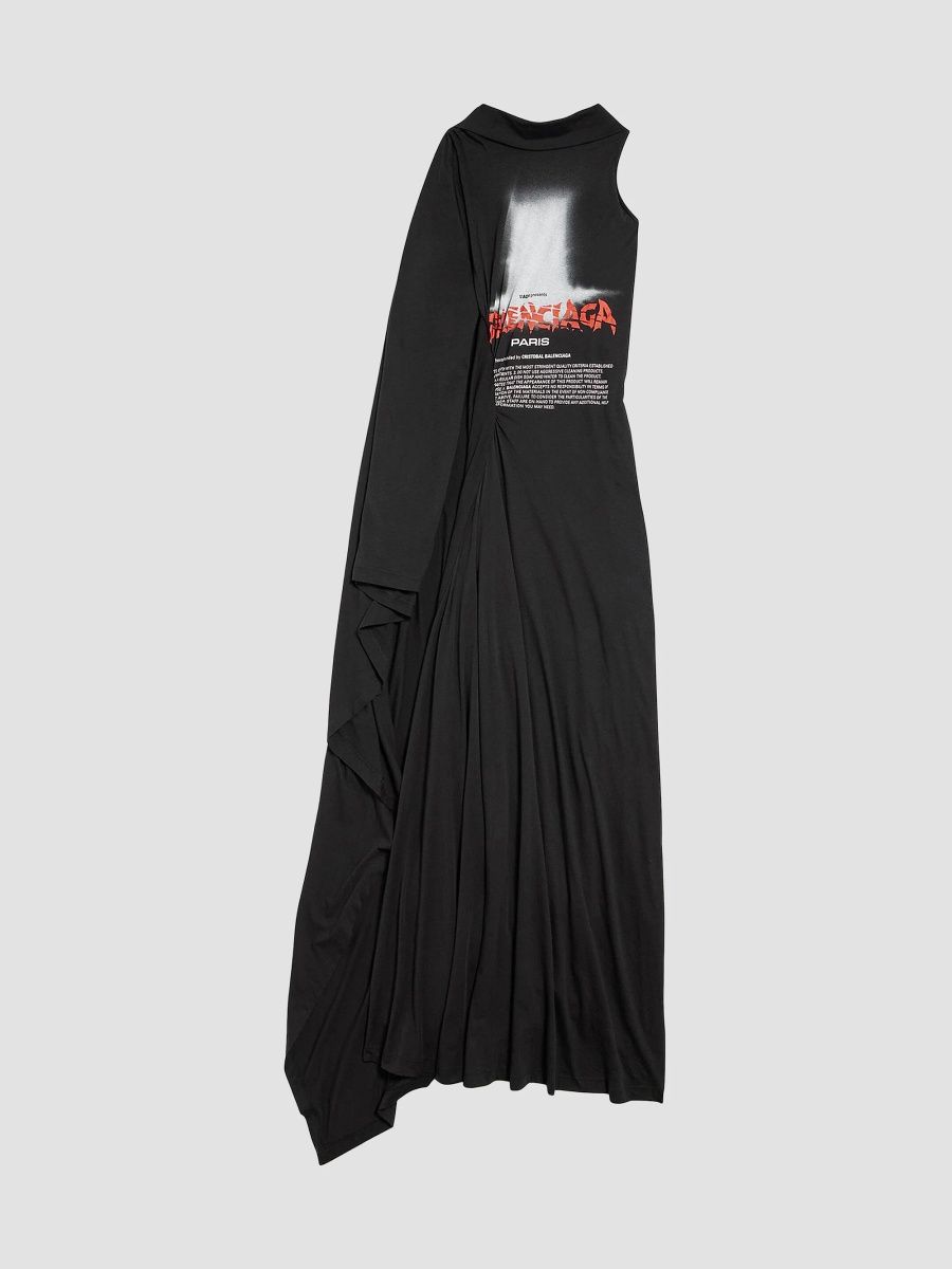 Balenciaga Women's The Door Long Draped Dress - Black - Size Small