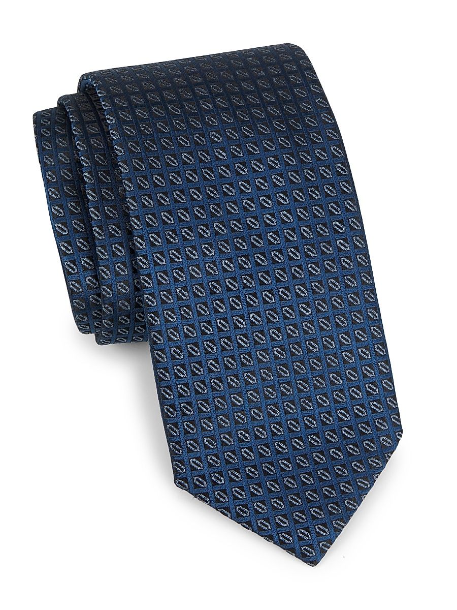 Men's Geometric Silk Tie - Blue