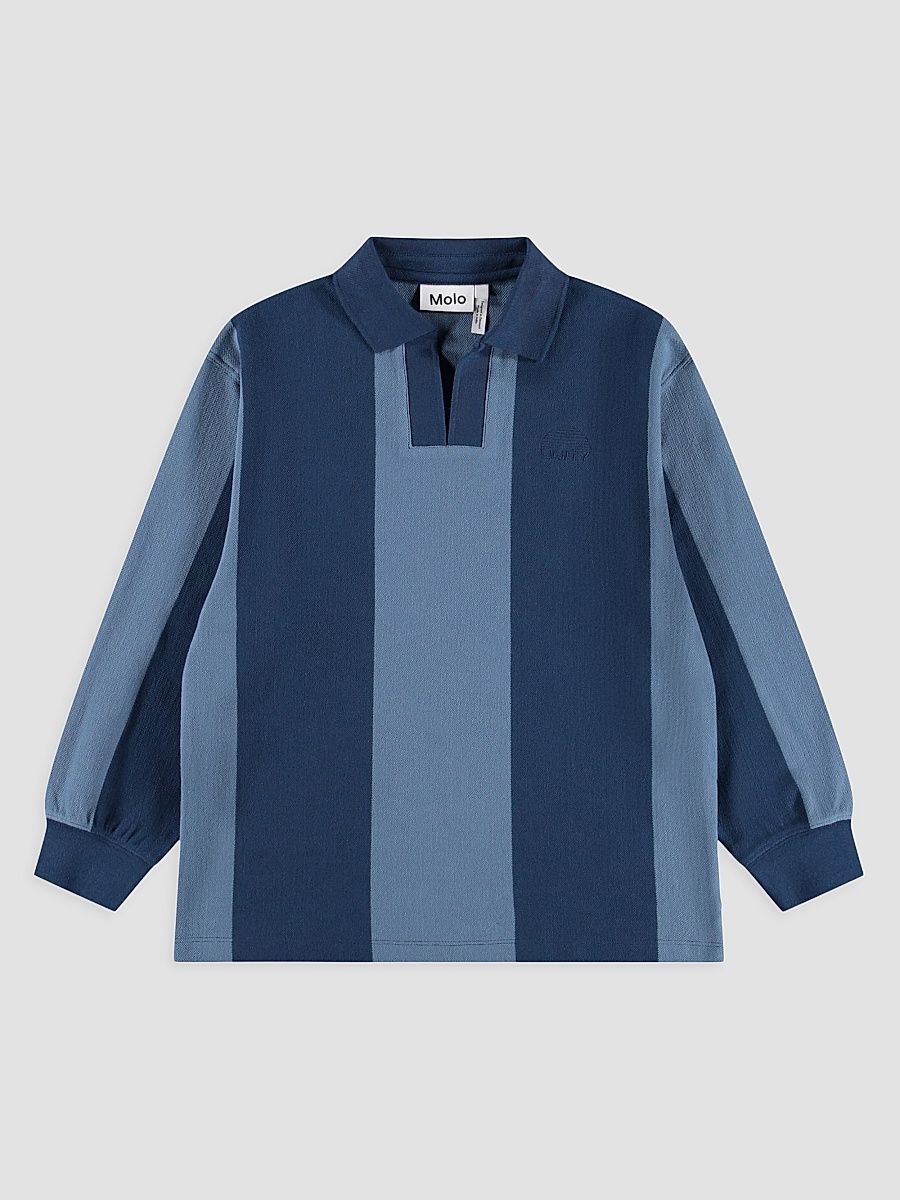 Little Boy's & Boy's Rexxie Striped Cotton Long-Sleeve Polo Shirt - Stripy Twilight - Size 4