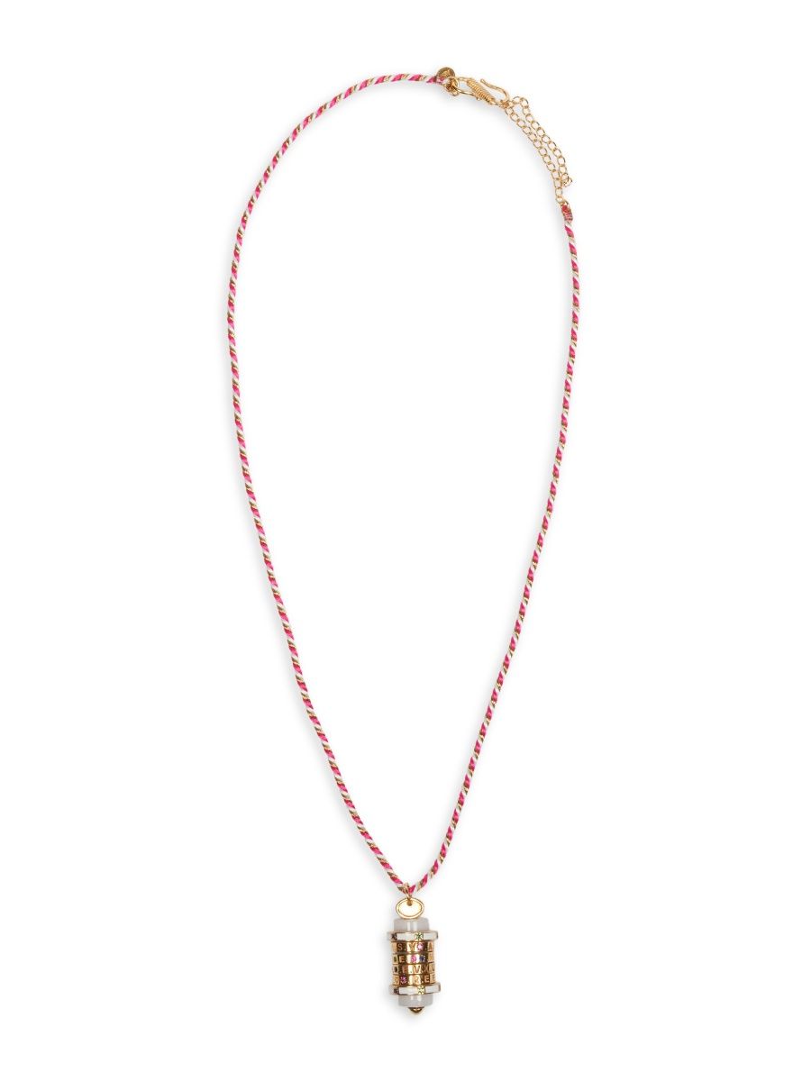 Caroline de Benoist Women's Mot De Passe Energetique 18K-Gold-Plated & Mixed-Media Pendant Necklace - White