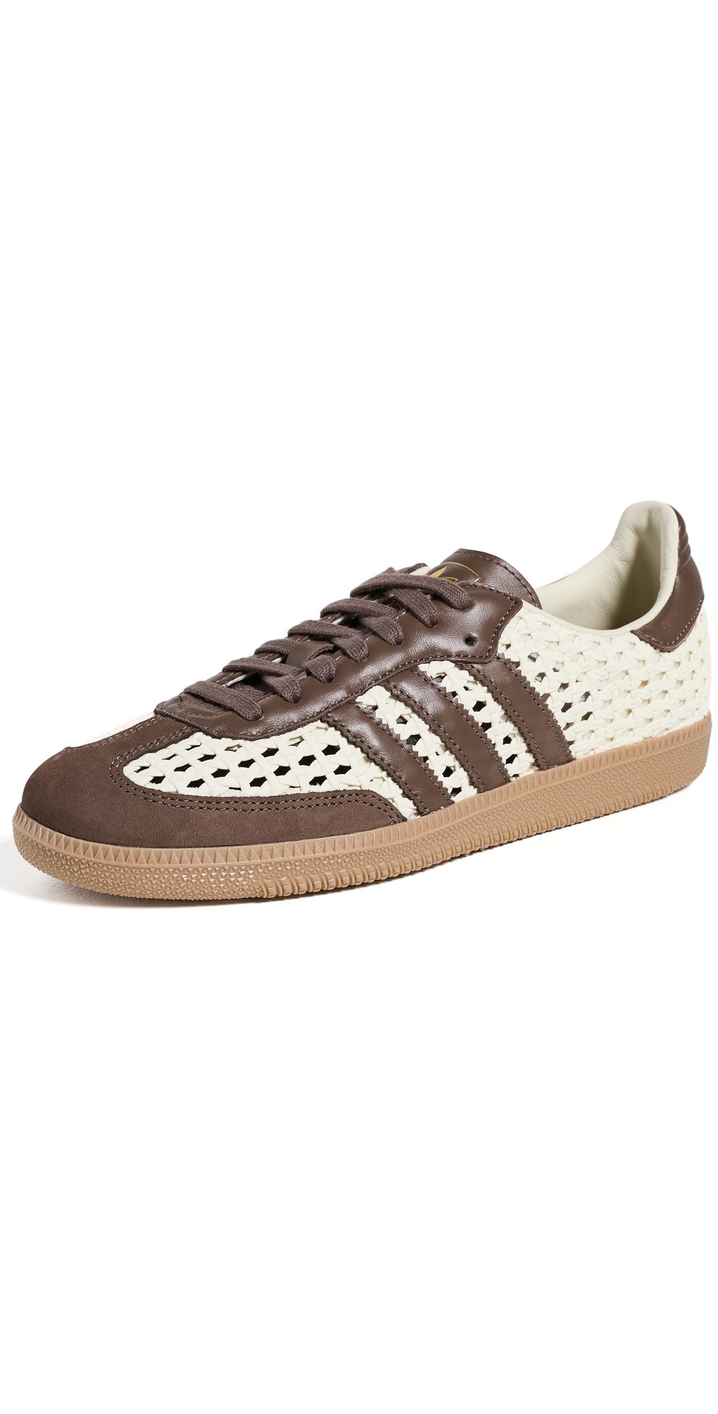adidas Samba OG Woven Sneakers Cream Wh/Earth Strata/Gold Met 8.5
