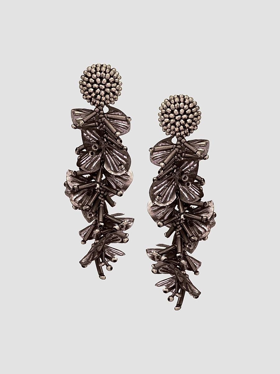 Oscar de la Renta Women's 24K-Gold-Plated & Beaded Clip-On Drop Earrings - Slate