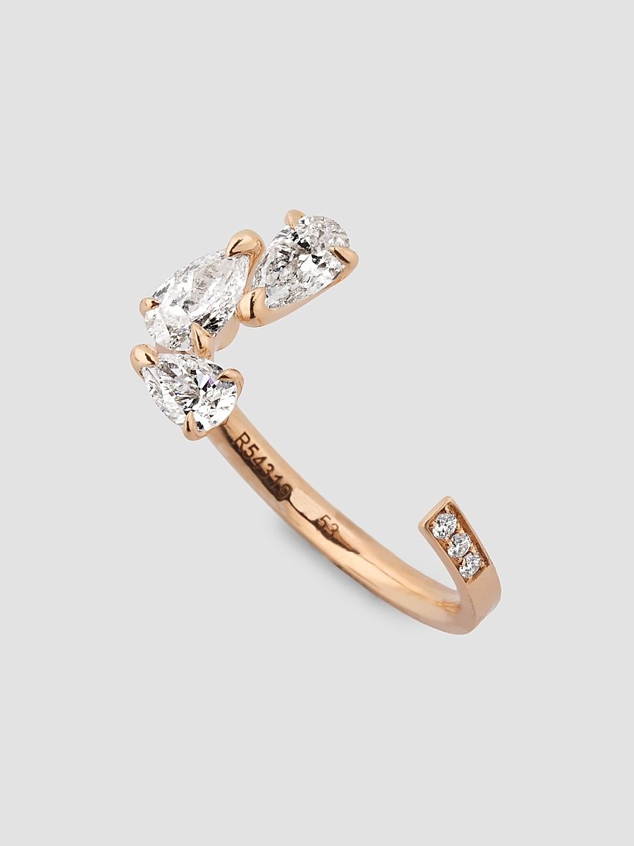 Women's Serti Sur Vide 18K Rose Gold & 0.82 TCW Diamond Cuff Ring - Pink Gold - Size 4.75