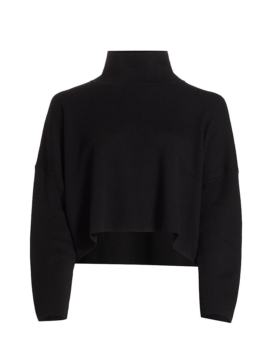 Women's Double-Knit Funnel Neck Sweater - Black - Size XS