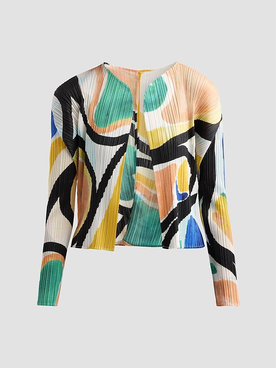 Women's Roll Abstract Pleated Cardigan - Size Large