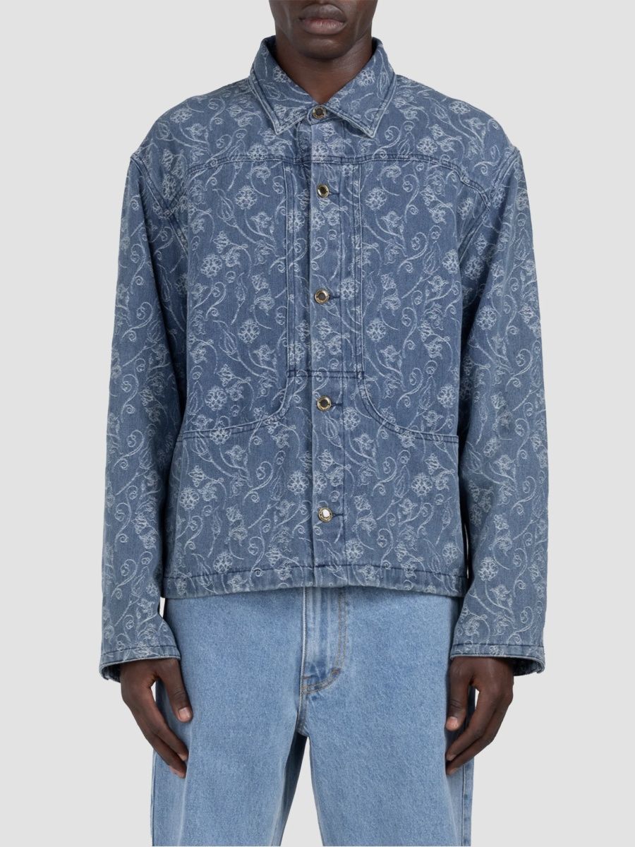 Honor The Gift Men's Floral Utility Jacket - Light Indigo - Size XXL