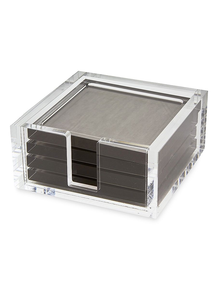 Tizo Acrylic 4-Piece Coaster Set - Silver