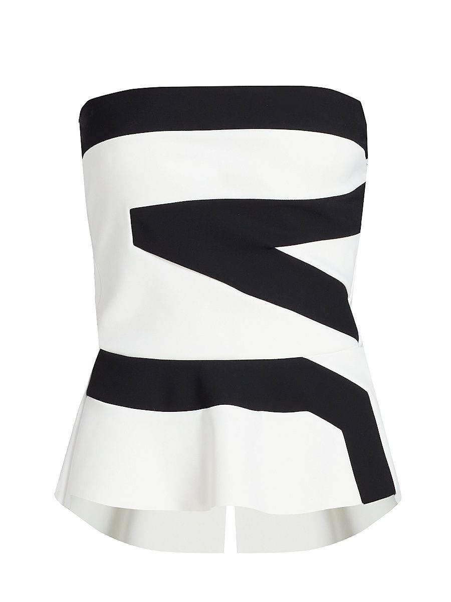 Women's Gabry Striped Strapless Top - Bianco Nero - Size 8