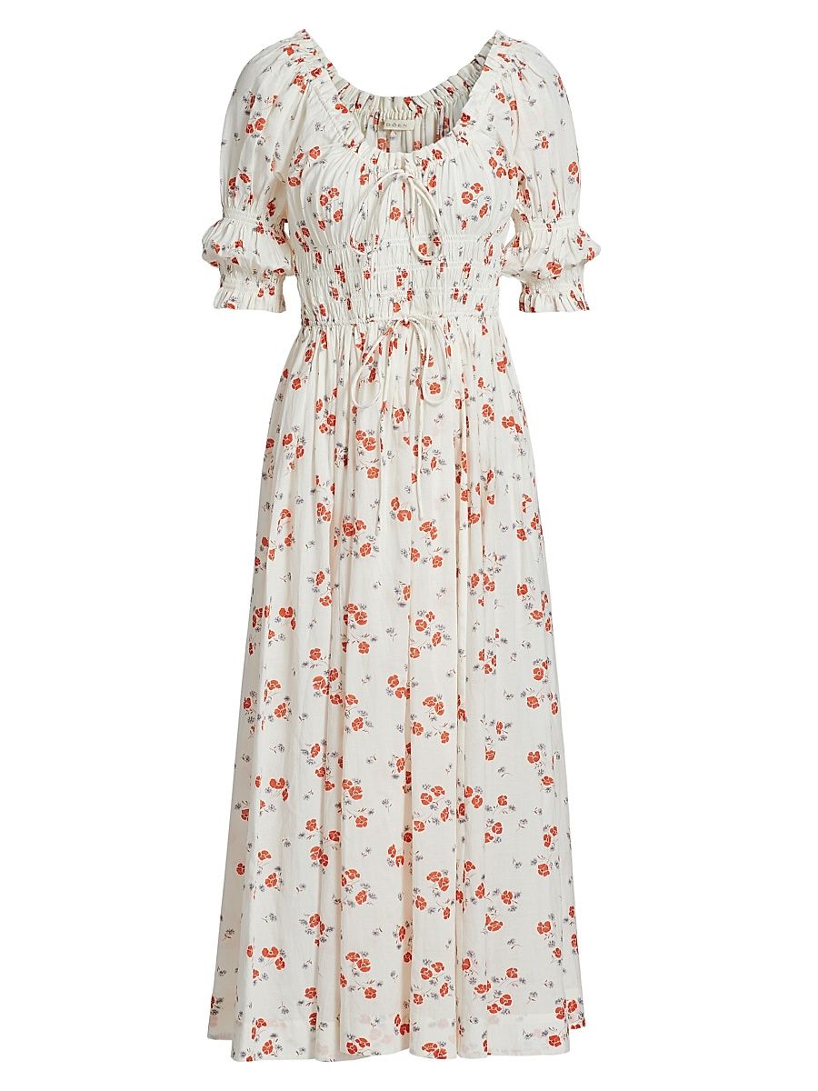 Women's Ischia Floral Midi-Dress - Poppy Field - Size XS