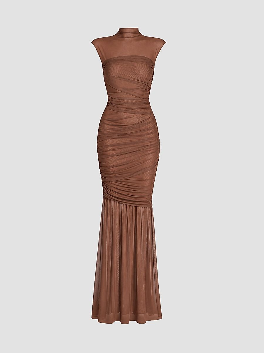 Women's Rosie Drape Maxi Dress - Cocoa Brown - Size XL