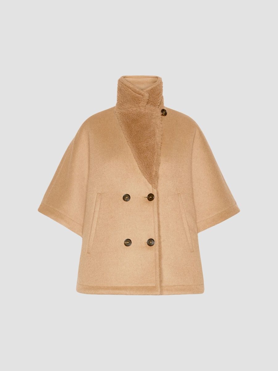 Max Mara Women's Camel and Teddy Reversible Cape - Camel - Size Medium/Large