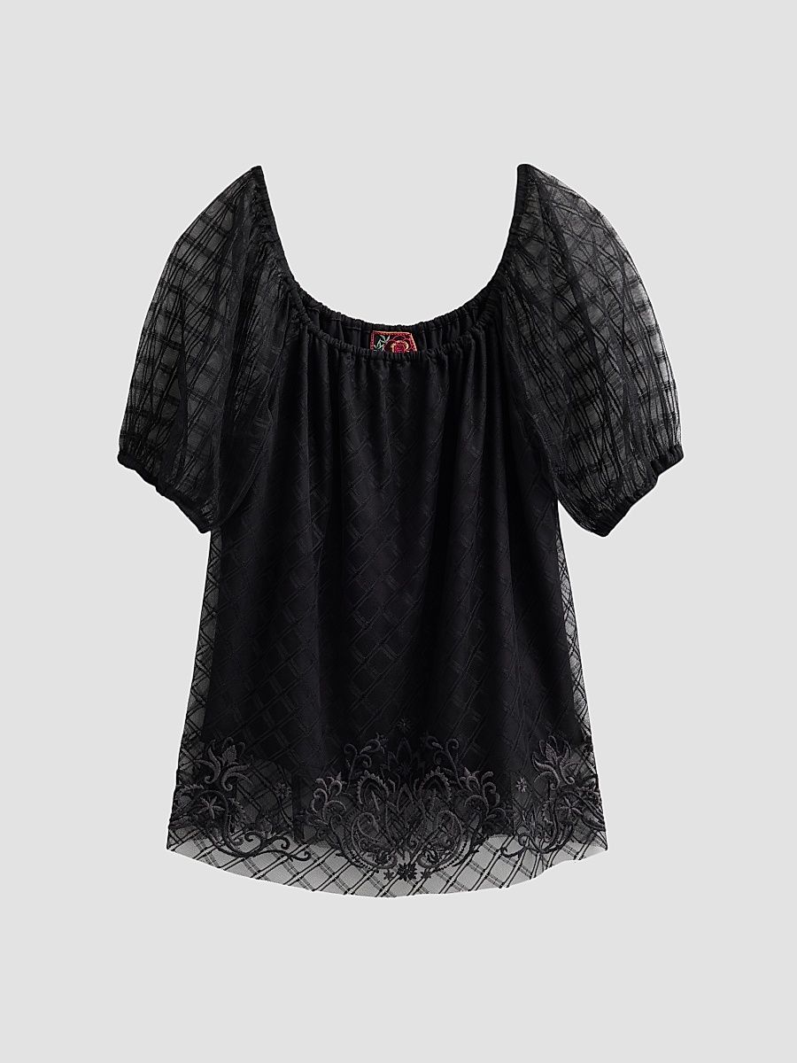 Women's Amarrah Mesh Blouse - Black - Size XXL