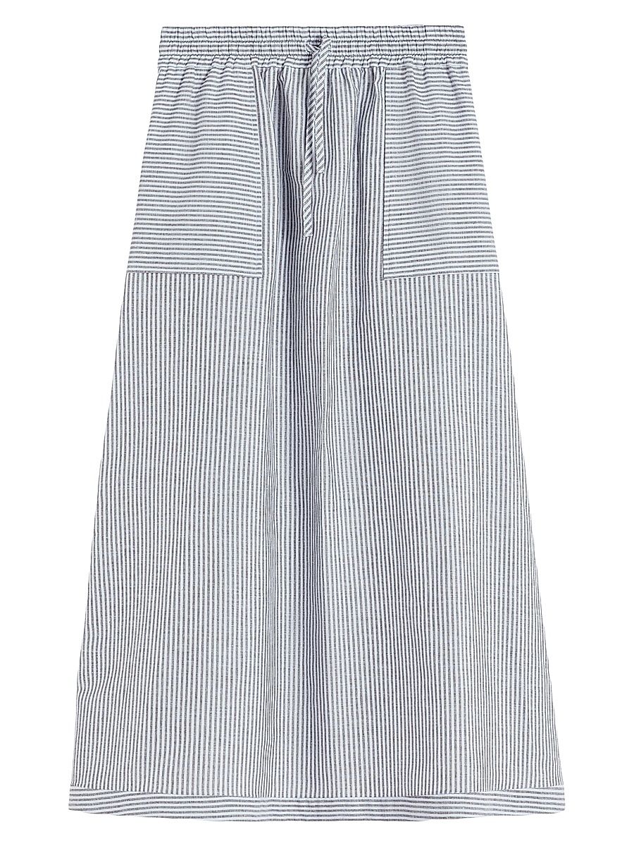 Women's Pinstripe Linen Canvas Skirt - Sky Blue - Size 2