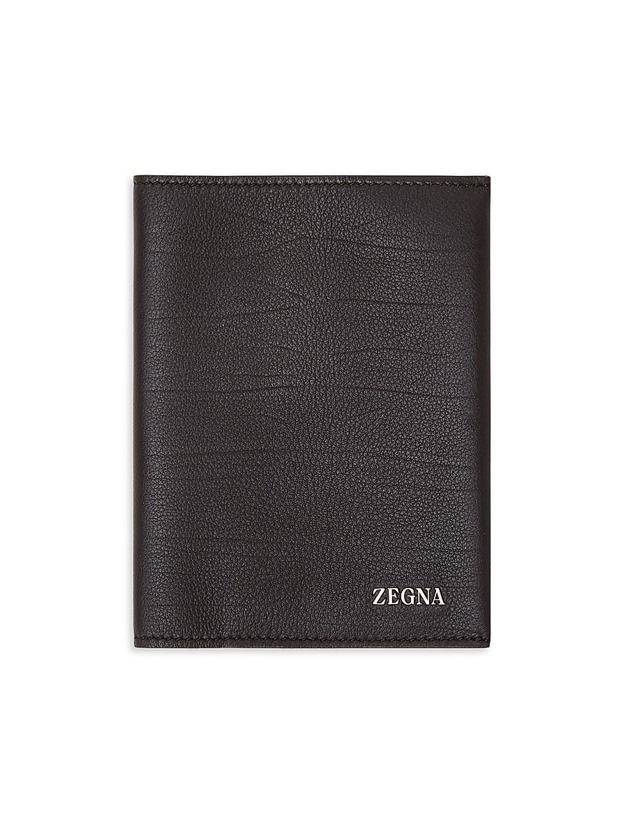 Men's Secondskin Leather Passport Case - Dark Brown