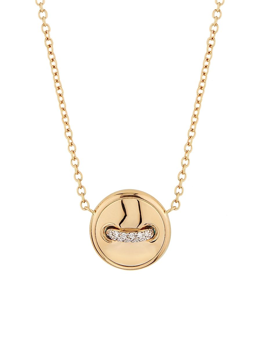 Women's Pom Pom Dot 18K Rose Gold, Turquoise & 0.05 TCW Diamond Reversible Pendant Necklace - Rose Gold