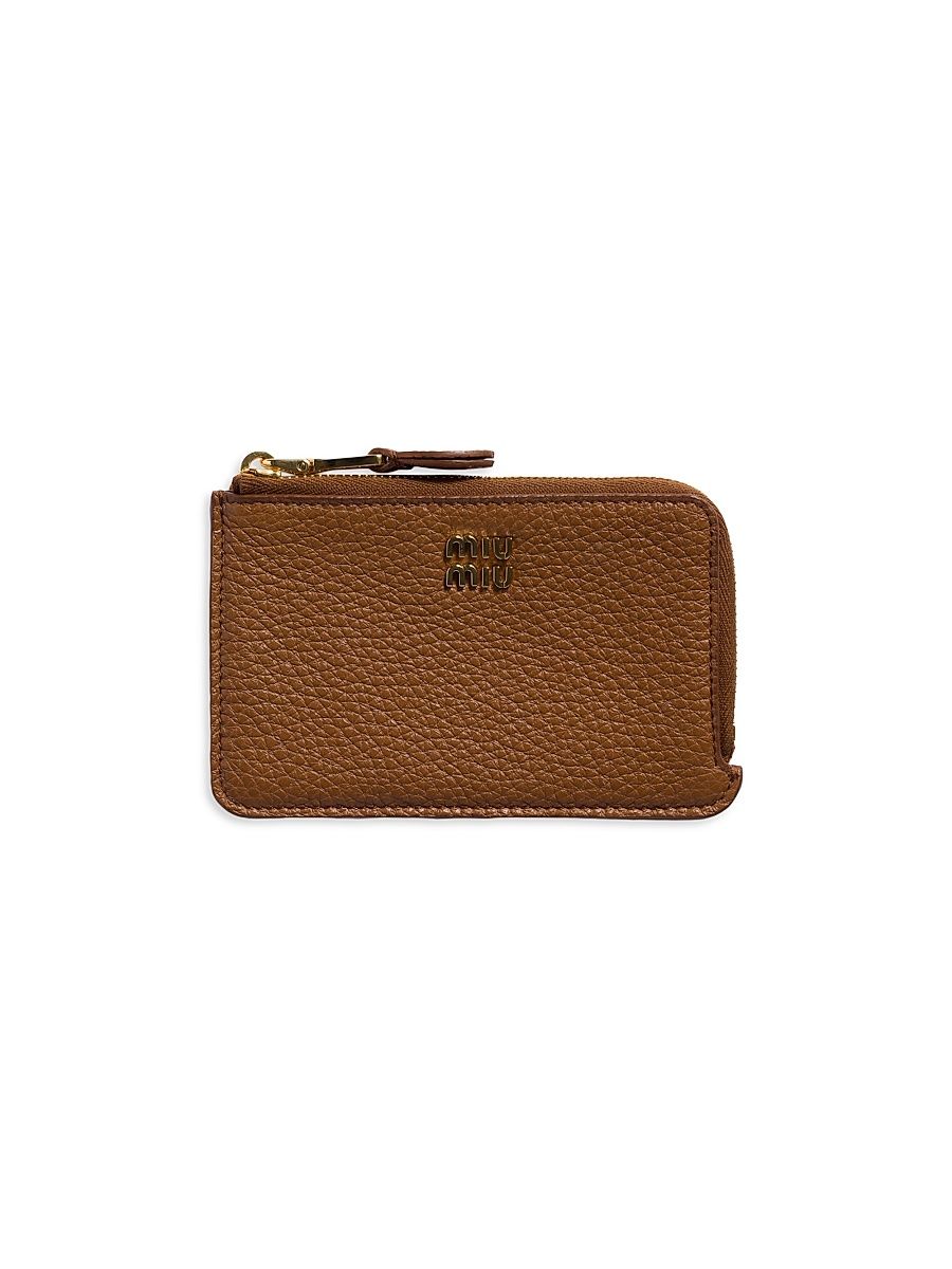Women's Leather Pouch Card Holder - Brown