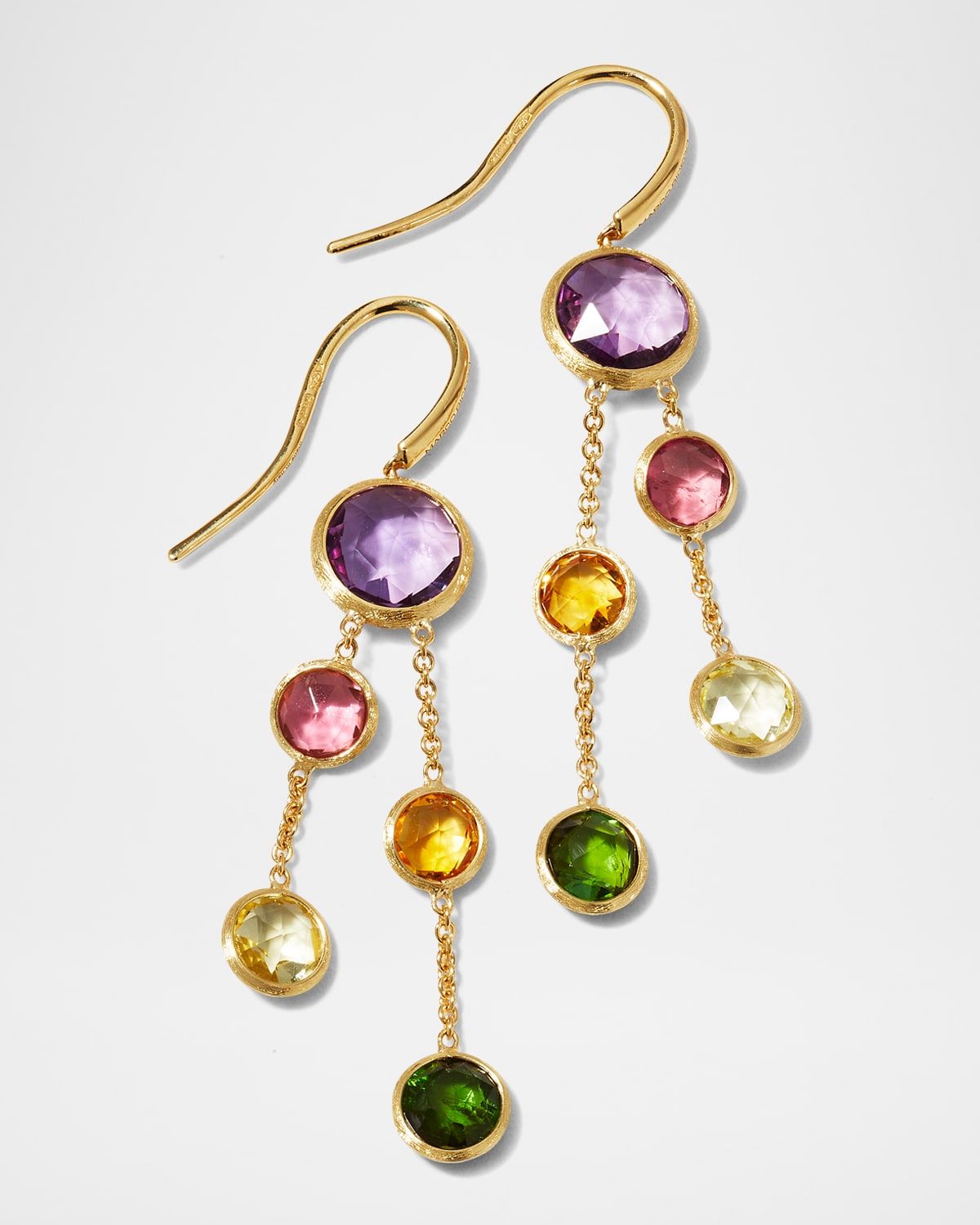 18K Yellow Gold Jaipur Blue Topaz Dangle Earrings