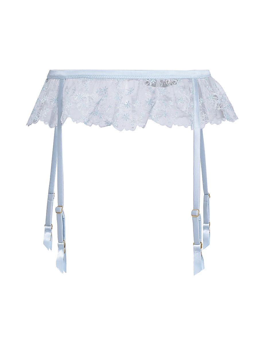 Women's Mathilde Embroidered Lace Garter Belt - Grigio Perla - Size Medium
