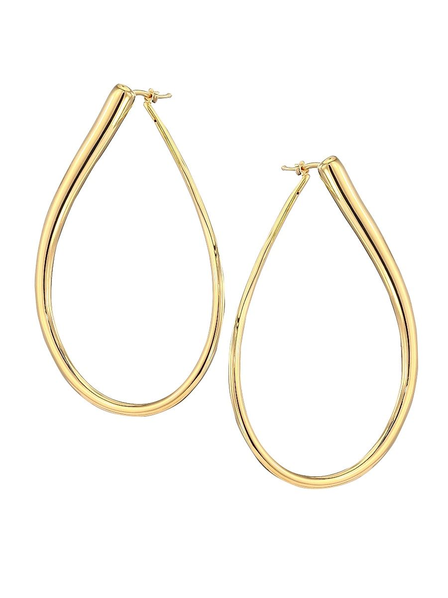 Women's 18K Yellow Gold Teardrop Hoop Earrings - Gold