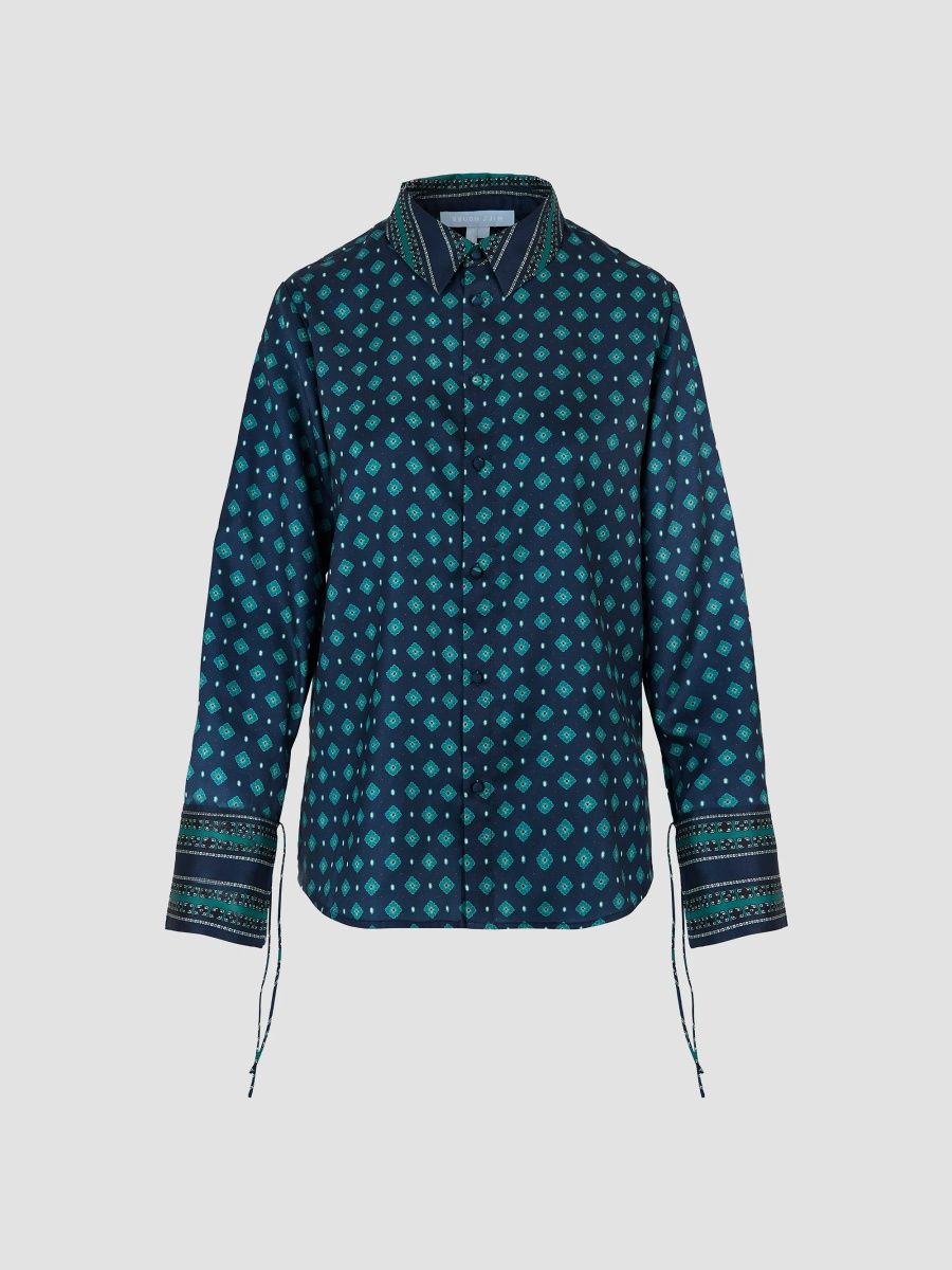 Hill House Home Women's The Cannes Top - Juniper Foulard - Size XXL