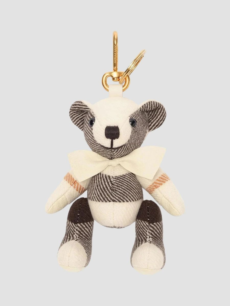 Burberry Women's Thomas Bear Check Cashmere Charm - Pebble