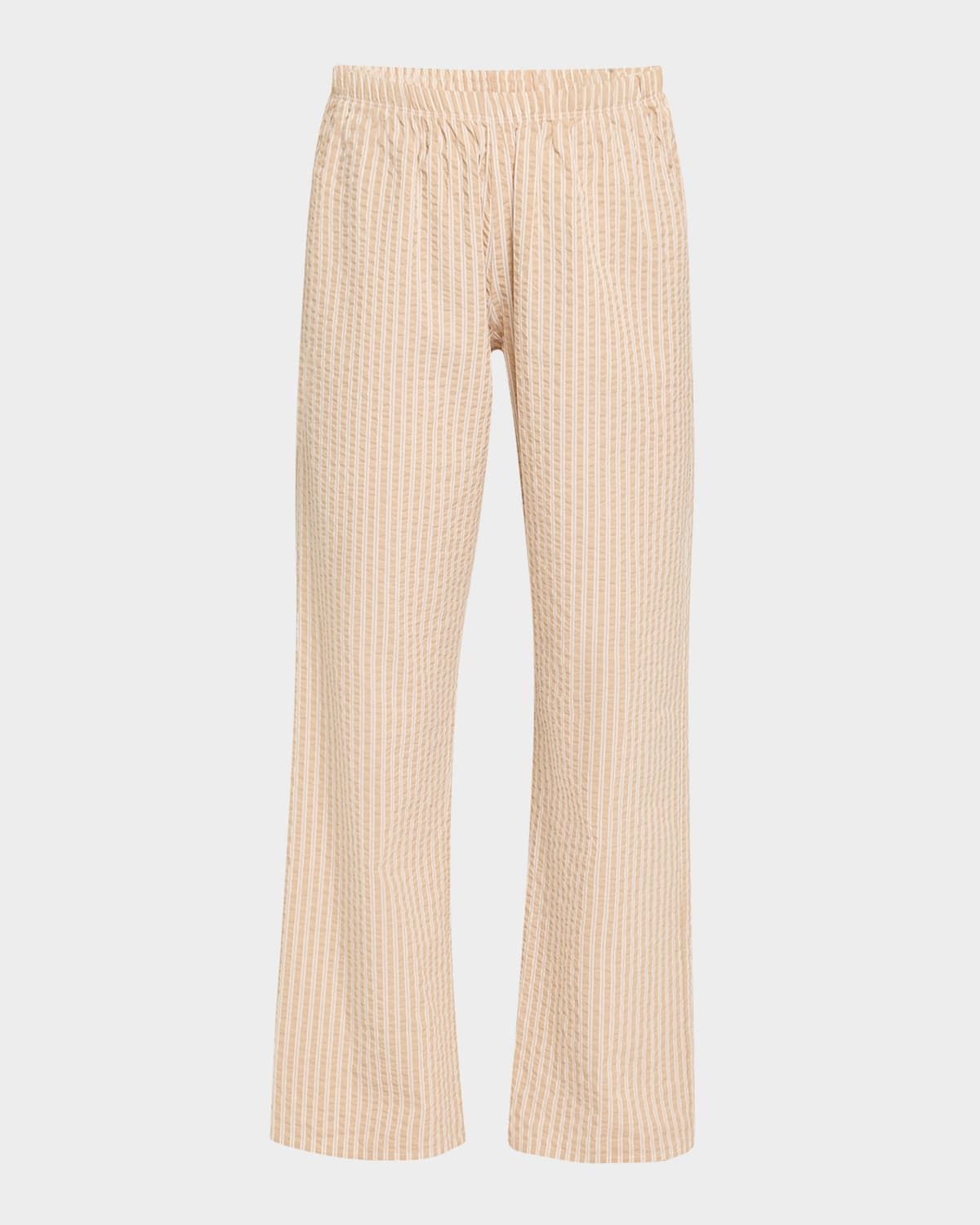 Striped Straight-Leg Cotton Lounge Pants