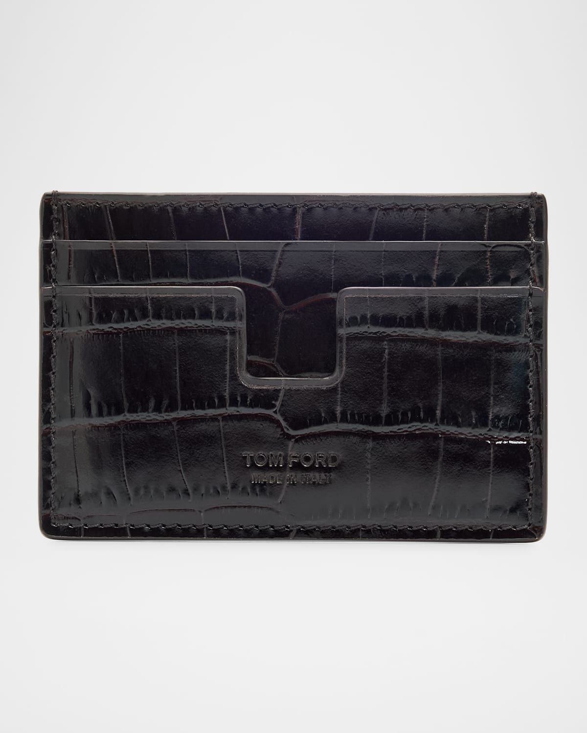 Men & apos;s Croc-Embossed Leather Card Holder