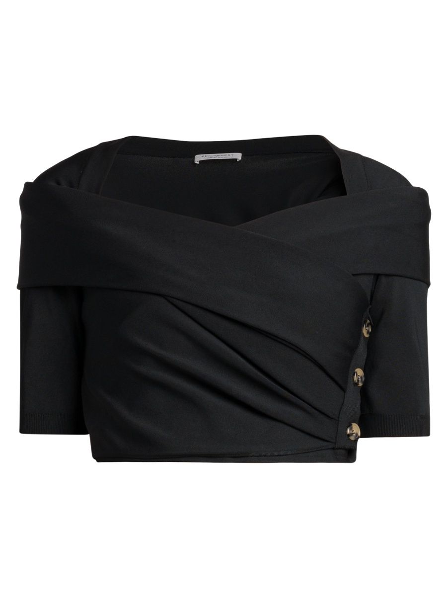 Philosophy di Lorenzo Serafini Women's Stretch Wrap Bodice Top - Dark Brown - Size 10
