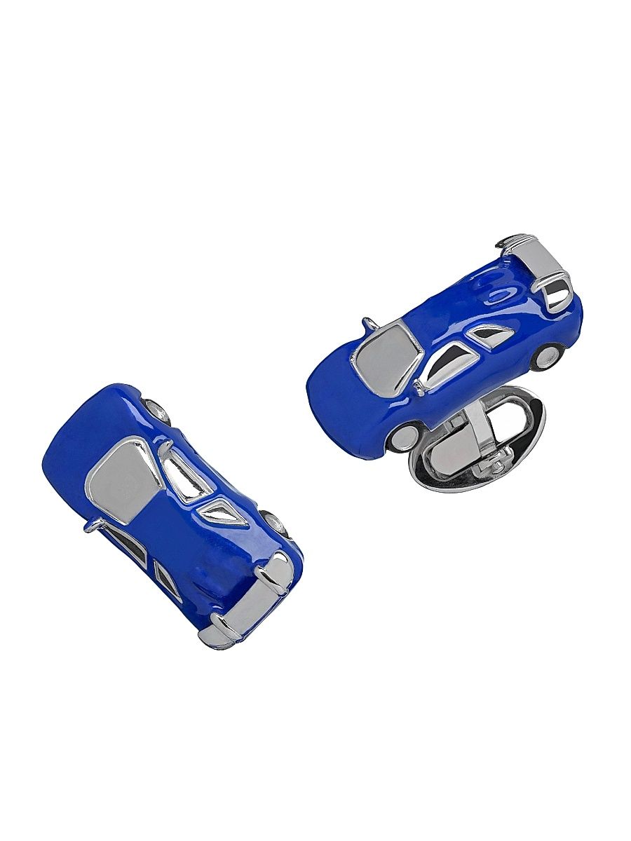 Men's Race Car Sterling Silver & Enamel Cufflinks - Blue