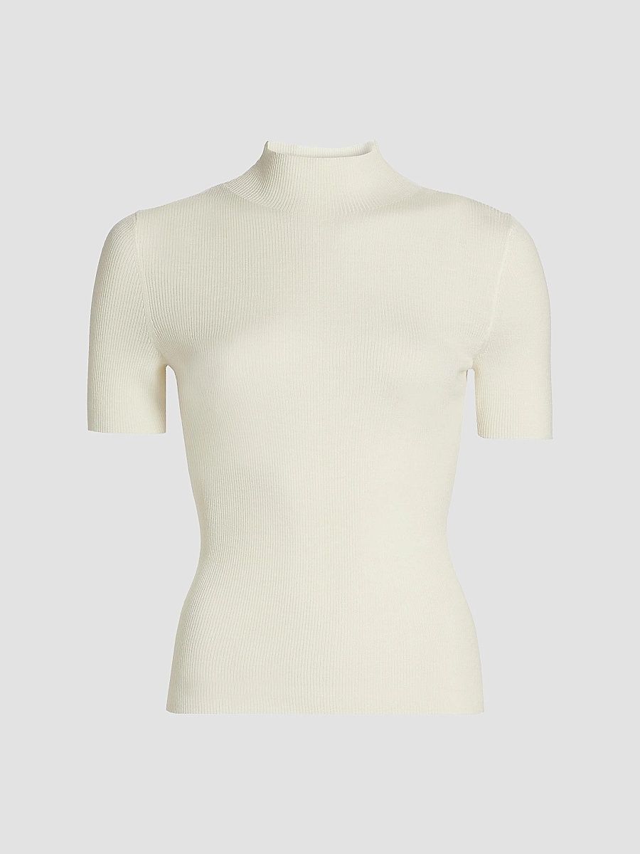 Theory Women's Leenda Merino Wool Short-Sleeve Sweater - New Ivory - Size Small