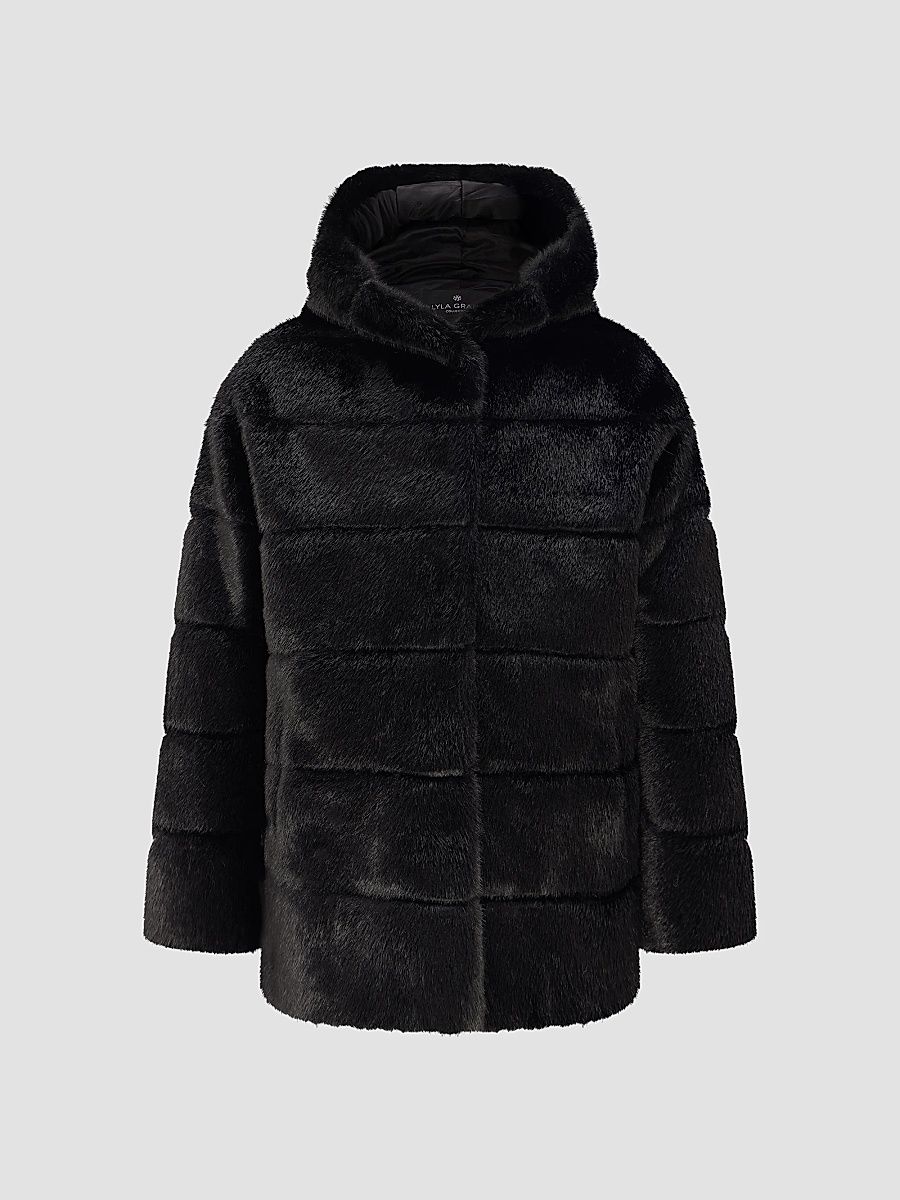 Lyla Grant Women's Mink Coat with Hood - Black - Size Small