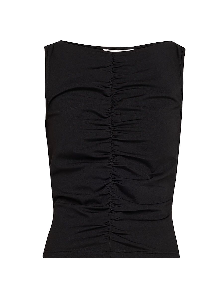 Women's Ruched Sleeveless Top - Black - Size XL