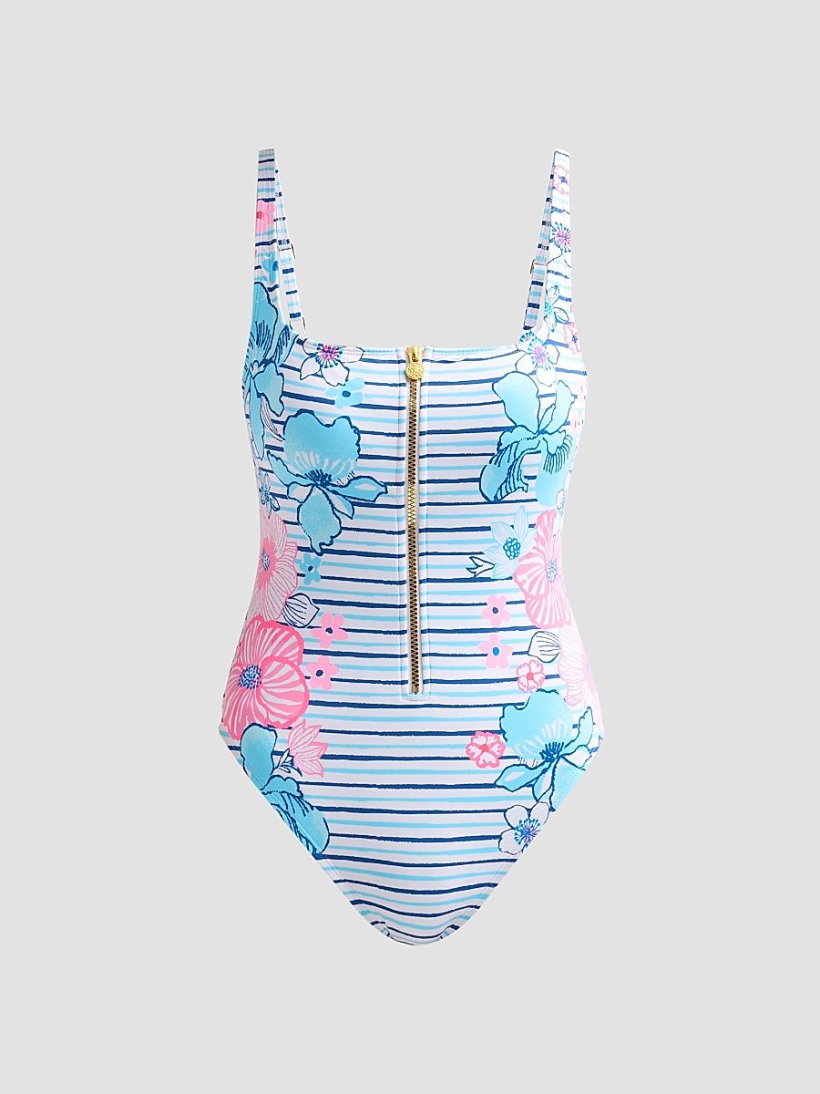 Women's Emil Zip-Up One-Piece Swimsuit - Starlight Navy - Size 12