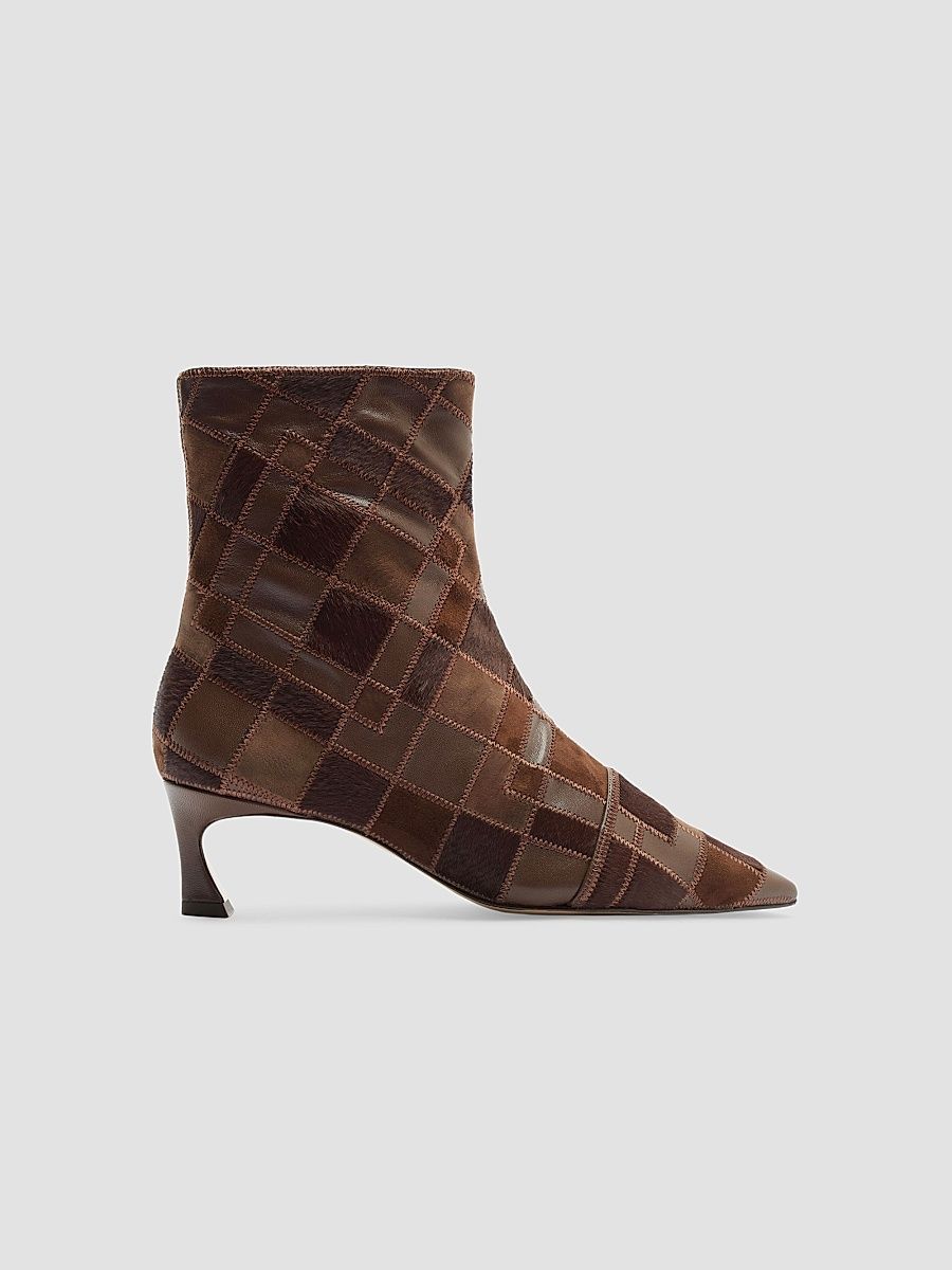 Women's Annelise 50MM Leather & Calf Hair Ankle Boots - Brown - Size 9.5