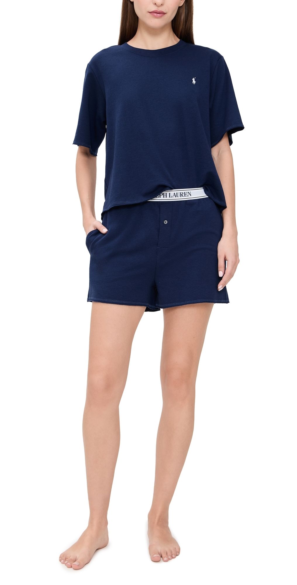 Polo Ralph Lauren Short Sleeve Short Pajama Set Navy XS