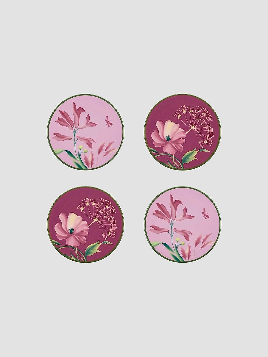 Florenza 4-Piece Porcelain Coaster Set - Malva