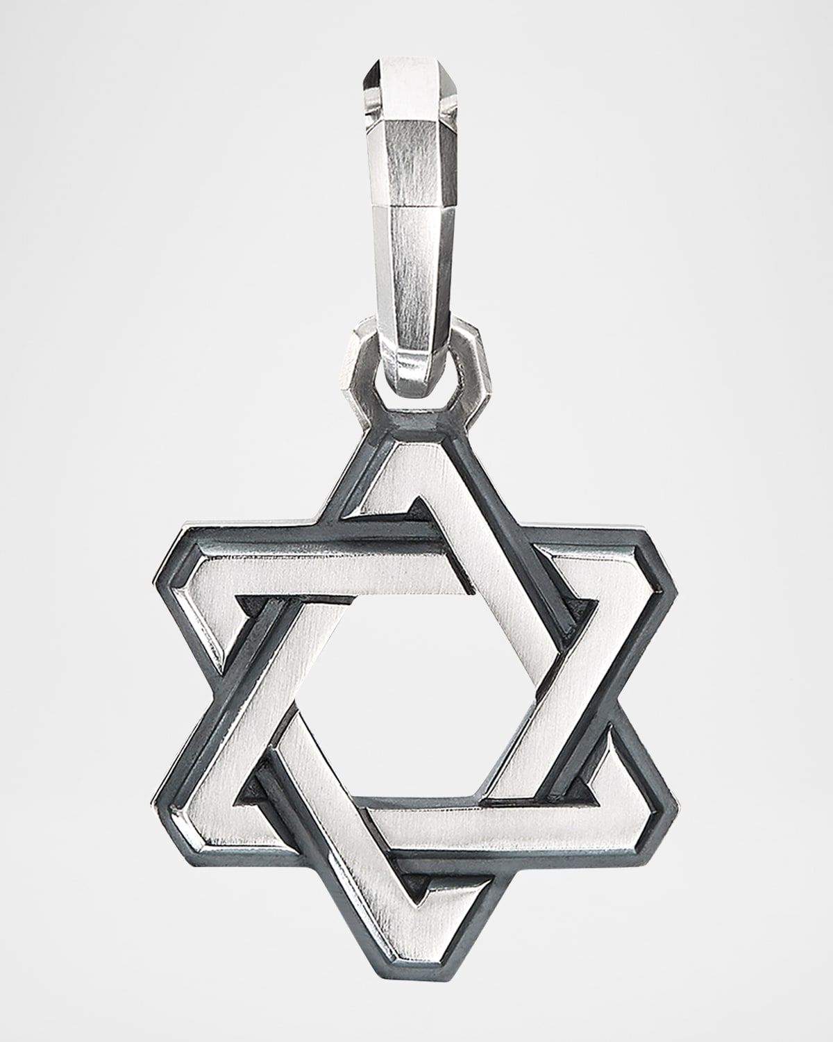 Men & apos;s Deco Star of David Pendant with Diamonds in Silver, 24mm