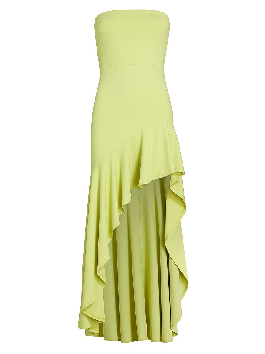 Women's Tube Ruffle High-Low Maxi Dress - Citrine - Size Small